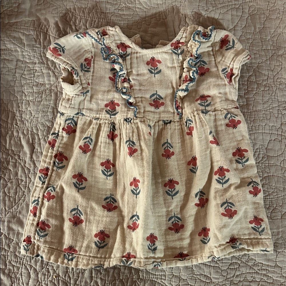 Petit Bateau Organic Cotton Baby Dress - Pink and Blue
